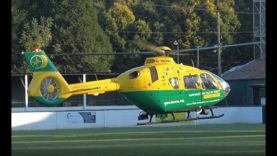 Hampshire and IoW Air Ambulance landing Westbury in 2018